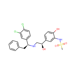 CS(=O)(=O)Nc1cc([C@@H](O)CN[C@@H](Cc2ccccc2)c2ccc(Cl)c(Cl)c2)ccc1O ZINC000026820785