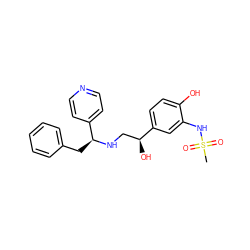 CS(=O)(=O)Nc1cc([C@@H](O)CN[C@@H](Cc2ccccc2)c2ccncc2)ccc1O ZINC000026830467