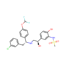 CS(=O)(=O)Nc1cc([C@@H](O)CN[C@H](Cc2cccc(Cl)c2)c2ccc(OC(F)F)cc2)ccc1O ZINC000026144790