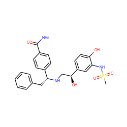 CS(=O)(=O)Nc1cc([C@@H](O)CN[C@H](Cc2ccccc2)c2ccc(C(N)=O)cc2)ccc1O ZINC000026835377