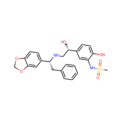 CS(=O)(=O)Nc1cc([C@@H](O)CN[C@H](Cc2ccccc2)c2ccc3c(c2)OCO3)ccc1O ZINC000026827616