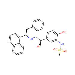 CS(=O)(=O)Nc1cc([C@@H](O)CN[C@H](Cc2ccccc2)c2cccc3ccccc23)ccc1O ZINC000026835620