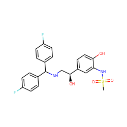 CS(=O)(=O)Nc1cc([C@@H](O)CNC(c2ccc(F)cc2)c2ccc(F)cc2)ccc1O ZINC000026829028