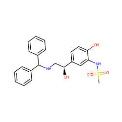 CS(=O)(=O)Nc1cc([C@@H](O)CNC(c2ccccc2)c2ccccc2)ccc1O ZINC000026832676