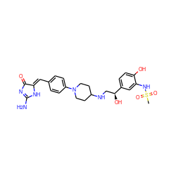 CS(=O)(=O)Nc1cc([C@@H](O)CNC2CCN(c3ccc(/C=C4\NC(N)=NC4=O)cc3)CC2)ccc1O ZINC000028095619