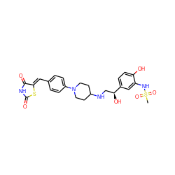 CS(=O)(=O)Nc1cc([C@@H](O)CNC2CCN(c3ccc(/C=C4\SC(=O)NC4=O)cc3)CC2)ccc1O ZINC000028091051