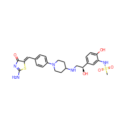 CS(=O)(=O)Nc1cc([C@@H](O)CNC2CCN(c3ccc(/C=C4\SC(N)=NC4=O)cc3)CC2)ccc1O ZINC000028013379