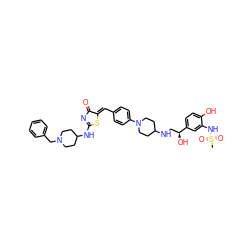 CS(=O)(=O)Nc1cc([C@@H](O)CNC2CCN(c3ccc(/C=C4\SC(NC5CCN(Cc6ccccc6)CC5)=NC4=O)cc3)CC2)ccc1O ZINC000028094727