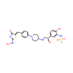 CS(=O)(=O)Nc1cc([C@@H](O)CNC2CCN(c3ccc(/C=C4\SC(NO)=NC4=O)cc3)CC2)ccc1O ZINC000028105874