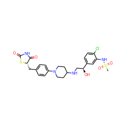 CS(=O)(=O)Nc1cc([C@@H](O)CNC2CCN(c3ccc(C[C@@H]4SC(=O)NC4=O)cc3)CC2)ccc1Cl ZINC000027853852