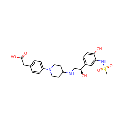 CS(=O)(=O)Nc1cc([C@@H](O)CNC2CCN(c3ccc(CC(=O)O)cc3)CC2)ccc1O ZINC000013862646