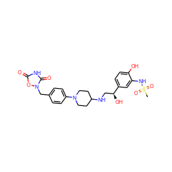 CS(=O)(=O)Nc1cc([C@@H](O)CNC2CCN(c3ccc(Cn4oc(=O)[nH]c4=O)cc3)CC2)ccc1O ZINC000028109021