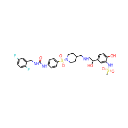 CS(=O)(=O)Nc1cc([C@@H](O)CNCC2CCN(S(=O)(=O)c3ccc(NC(=O)NCc4cc(F)ccc4F)cc3)CC2)ccc1O ZINC000026742384