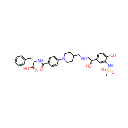 CS(=O)(=O)Nc1cc([C@@H](O)CNCC2CCN(c3ccc(C(=O)N[C@@H](Cc4ccccc4)C(=O)O)cc3)CC2)ccc1O ZINC000026738723