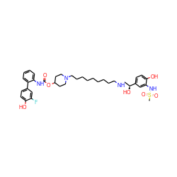 CS(=O)(=O)Nc1cc([C@@H](O)CNCCCCCCCCCN2CCC(OC(=O)Nc3ccccc3-c3ccc(O)c(F)c3)CC2)ccc1O ZINC000068106044