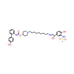 CS(=O)(=O)Nc1cc([C@@H](O)CNCCCCCCCCCN2CCC(OC(=O)Nc3ccccc3-c3ccc(O)cc3)CC2)ccc1O ZINC000169321632