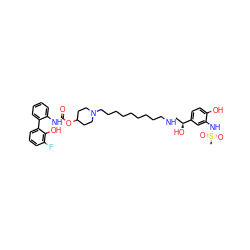 CS(=O)(=O)Nc1cc([C@@H](O)CNCCCCCCCCCN2CCC(OC(=O)Nc3ccccc3-c3cccc(F)c3O)CC2)ccc1O ZINC000169321642