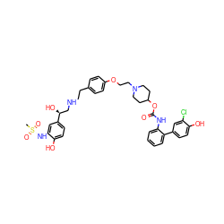 CS(=O)(=O)Nc1cc([C@@H](O)CNCCc2ccc(OCCN3CCC(OC(=O)Nc4ccccc4-c4ccc(O)c(Cl)c4)CC3)cc2)ccc1O ZINC000169323347