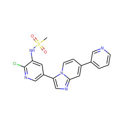 CS(=O)(=O)Nc1cc(-c2cnc3cc(-c4cccnc4)ccn23)cnc1Cl ZINC000113699311