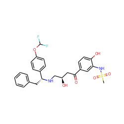 CS(=O)(=O)Nc1cc(C(=O)C[C@@H](O)CN[C@H](Cc2ccccc2)c2ccc(OC(F)F)cc2)ccc1O ZINC000028958003