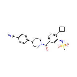 CS(=O)(=O)Nc1cc(C(=O)N2CCC(c3ccc(C#N)cc3)CC2)ccc1C1CCC1 ZINC000149359215