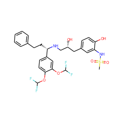 CS(=O)(=O)Nc1cc(C[C@@H](O)CN[C@@H](CCc2ccccc2)c2ccc(OC(F)F)c(OC(F)F)c2)ccc1O ZINC000028958141