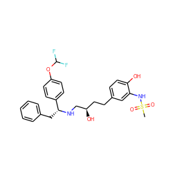 CS(=O)(=O)Nc1cc(CC[C@@H](O)CN[C@H](Cc2ccccc2)c2ccc(OC(F)F)cc2)ccc1O ZINC000028958011