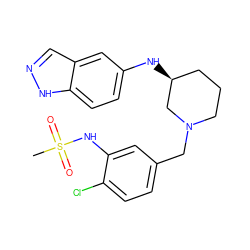 CS(=O)(=O)Nc1cc(CN2CCC[C@H](Nc3ccc4[nH]ncc4c3)C2)ccc1Cl ZINC000114336299