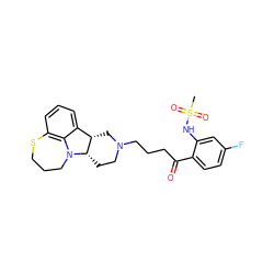 CS(=O)(=O)Nc1cc(F)ccc1C(=O)CCCN1CC[C@H]2[C@@H](C1)c1cccc3c1N2CCCS3 ZINC000013488007