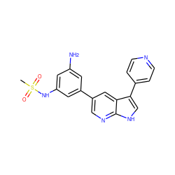 CS(=O)(=O)Nc1cc(N)cc(-c2cnc3[nH]cc(-c4ccncc4)c3c2)c1 ZINC000095573055