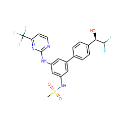 CS(=O)(=O)Nc1cc(Nc2nccc(C(F)(F)F)n2)cc(-c2ccc([C@@H](O)C(F)F)cc2)c1 ZINC001772648056