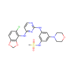 CS(=O)(=O)Nc1cc(Nc2nccc(Nc3c(Cl)ccc4c3OCO4)n2)cc(N2CCOCC2)c1 ZINC000040424694