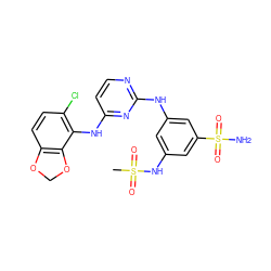 CS(=O)(=O)Nc1cc(Nc2nccc(Nc3c(Cl)ccc4c3OCO4)n2)cc(S(N)(=O)=O)c1 ZINC000040975344