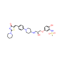 CS(=O)(=O)Nc1cc(OC[C@@H](O)CNC2CCN(c3ccc(/C=C4\SC(N5CCCCC5)=NC4=O)cc3)CC2)ccc1O ZINC000028092367