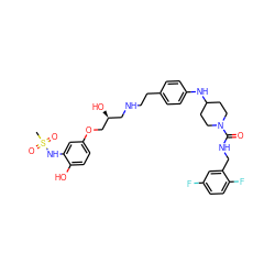 CS(=O)(=O)Nc1cc(OC[C@@H](O)CNCCc2ccc(NC3CCN(C(=O)NCc4cc(F)ccc4F)CC3)cc2)ccc1O ZINC000049864895