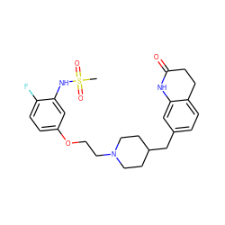 CS(=O)(=O)Nc1cc(OCCN2CCC(Cc3ccc4c(c3)NC(=O)CC4)CC2)ccc1F ZINC000049052021