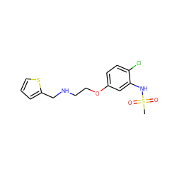 CS(=O)(=O)Nc1cc(OCCNCc2cccs2)ccc1Cl ZINC000026823792