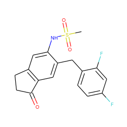 CS(=O)(=O)Nc1cc2c(cc1Cc1ccc(F)cc1F)C(=O)CC2 ZINC000013744826