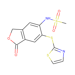 CS(=O)(=O)Nc1cc2c(cc1Sc1nccs1)C(=O)OC2 ZINC000000021397