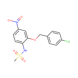 CS(=O)(=O)Nc1ccc([N+](=O)[O-])cc1OCc1ccc(Cl)cc1 ZINC000034493635