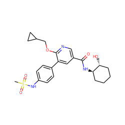 CS(=O)(=O)Nc1ccc(-c2cc(C(=O)N[C@@H]3CCCC[C@H]3O)cnc2OCC2CC2)cc1 ZINC000103247930