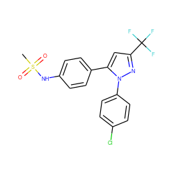 CS(=O)(=O)Nc1ccc(-c2cc(C(F)(F)F)nn2-c2ccc(Cl)cc2)cc1 ZINC000029407854