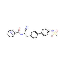 CS(=O)(=O)Nc1ccc(-c2ccc(C[C@@H](C#N)NC(=O)[C@H]3NC4CCC3CC4)cc2)cc1 ZINC000169709124