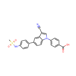 CS(=O)(=O)Nc1ccc(-c2ccc3c(c2)c(C#N)cn3-c2ccc(C(=O)O)cc2)cc1 ZINC000142715055