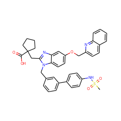 CS(=O)(=O)Nc1ccc(-c2cccc(Cn3c(CC4(C(=O)O)CCCC4)nc4cc(OCc5ccc6ccccc6n5)ccc43)c2)cc1 ZINC000219248110