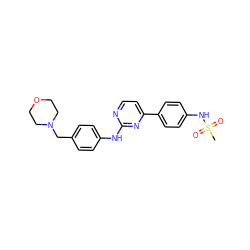 CS(=O)(=O)Nc1ccc(-c2ccnc(Nc3ccc(CN4CCOCC4)cc3)n2)cc1 ZINC000049014335