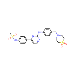 CS(=O)(=O)Nc1ccc(-c2ccnc(Nc3ccc(CN4CCS(=O)(=O)CC4)cc3)n2)cc1 ZINC000096315969