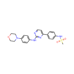 CS(=O)(=O)Nc1ccc(-c2ccnc(Nc3ccc(N4CCOCC4)cc3)n2)cc1 ZINC000049125910