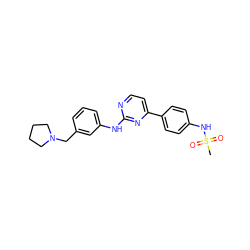 CS(=O)(=O)Nc1ccc(-c2ccnc(Nc3cccc(CN4CCCC4)c3)n2)cc1 ZINC000096315965