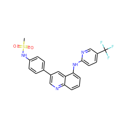 CS(=O)(=O)Nc1ccc(-c2cnc3cccc(Nc4ccc(C(F)(F)F)cn4)c3c2)cc1 ZINC000028957613